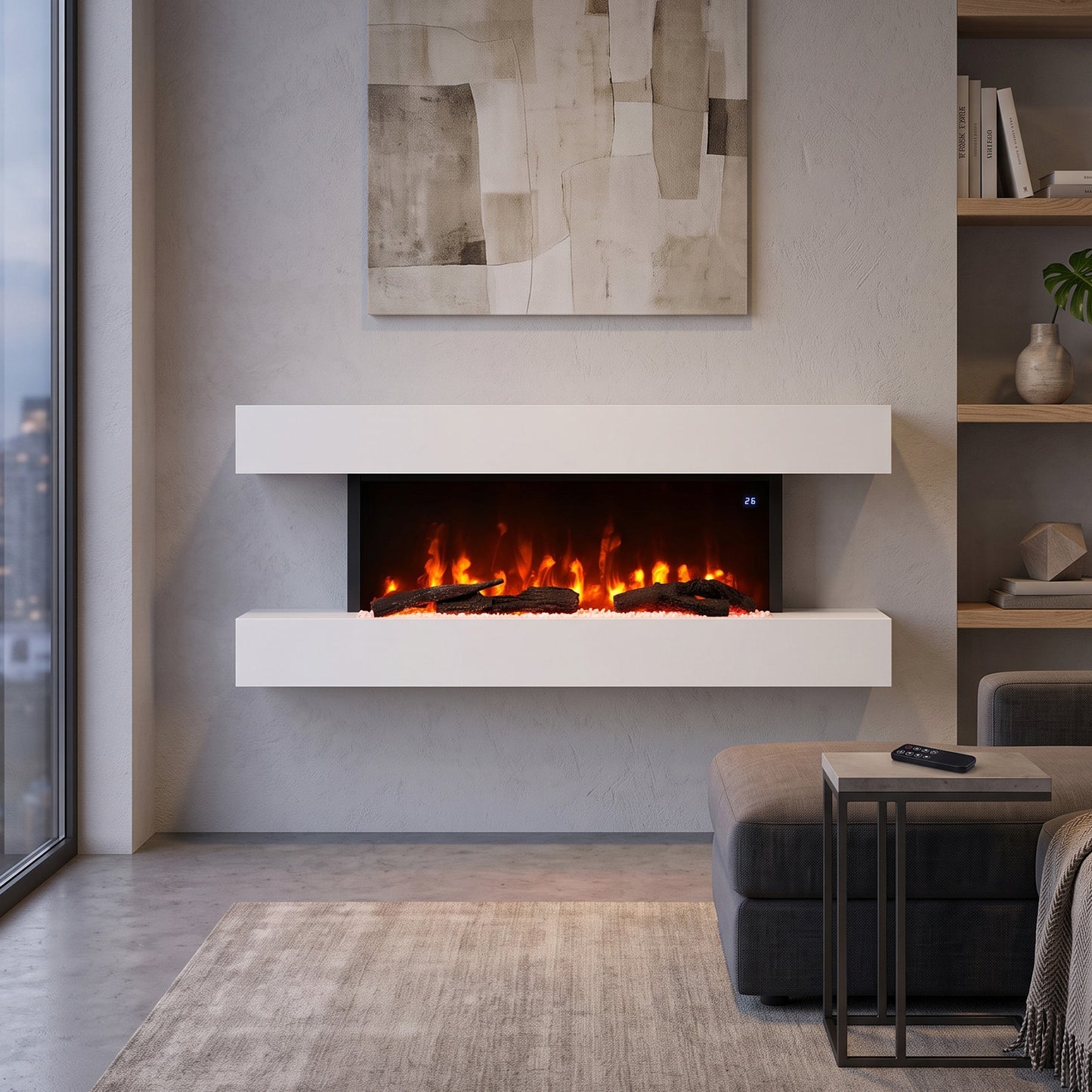 Wall-Mounted Electric Fireplace with Remote Control