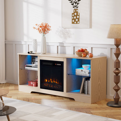 TV Stand Electric Fireplace Adjustable Flame with Remote Control