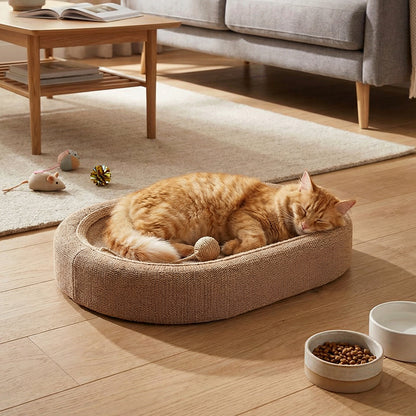 2-in-1 Oval Cat Scratcher & Bed