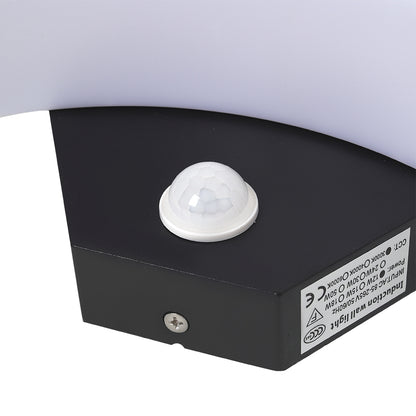 Modern Black LED Curved Induction Wall Light for Outdoor
