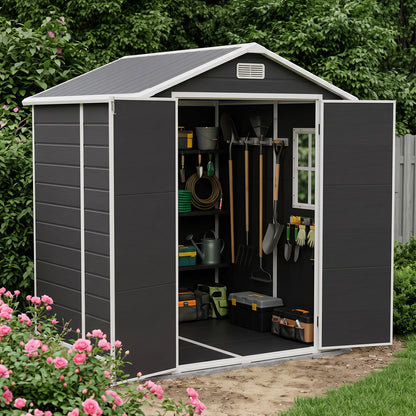 6x6 FT Outdoor Garden Plastic Storage Shed