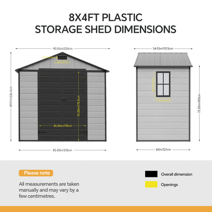 8x4 FT Large Garden Storage Shed