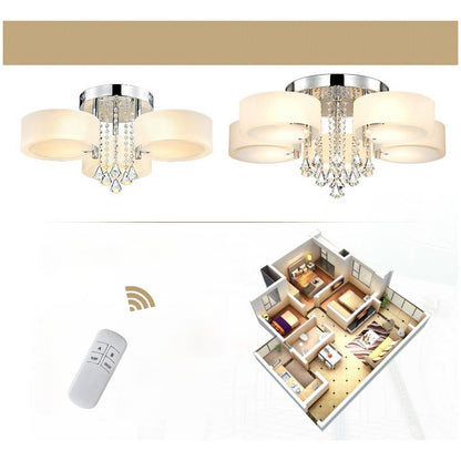 3/5 heads lights of Modern Round Acrylic LED Semi Flush Mount with Crystal Accent