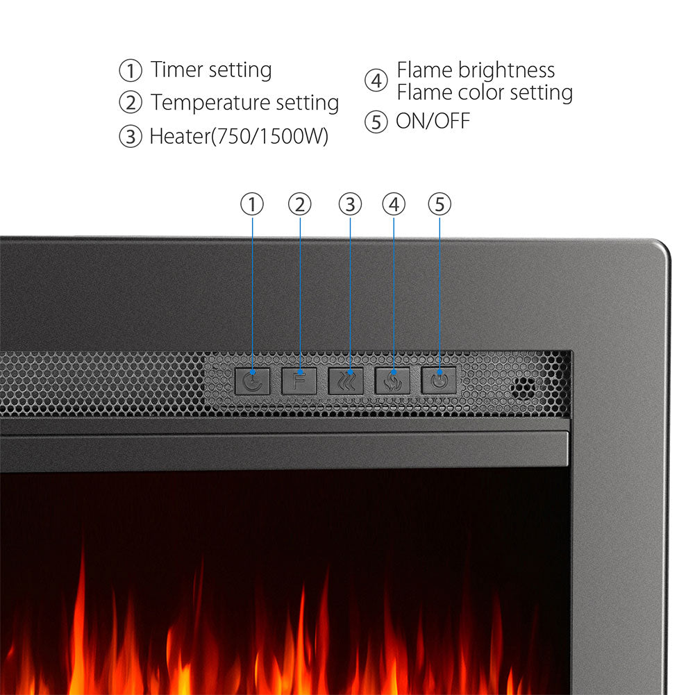 40/50/60/70 Inch Electric Fire with 12 Flame Colours & Remote Control
