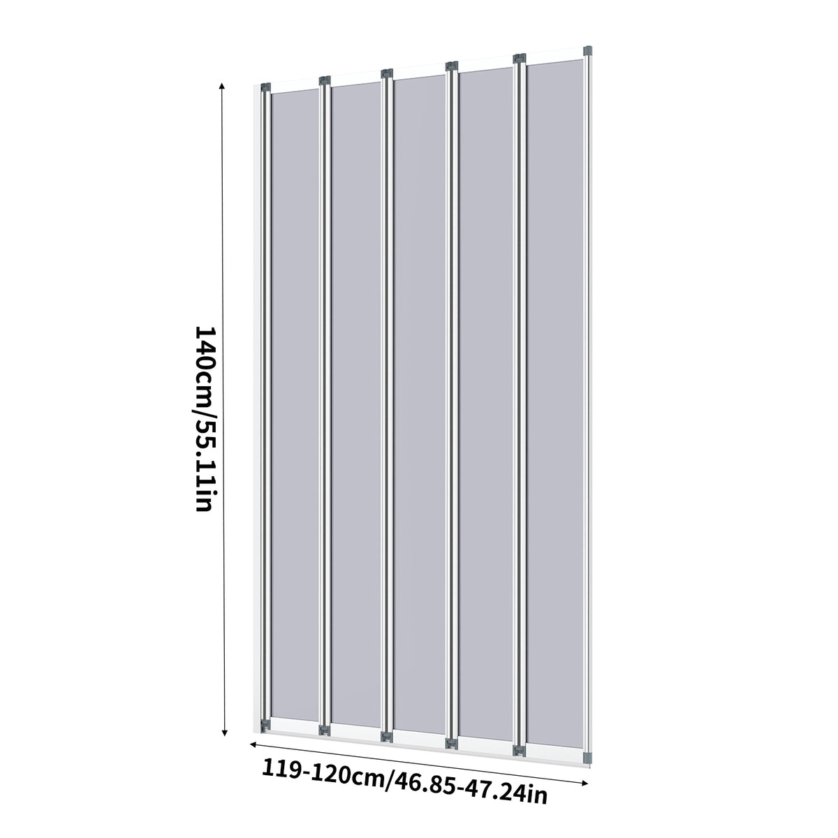 Bath Shower Screen with 5 Folding Panels