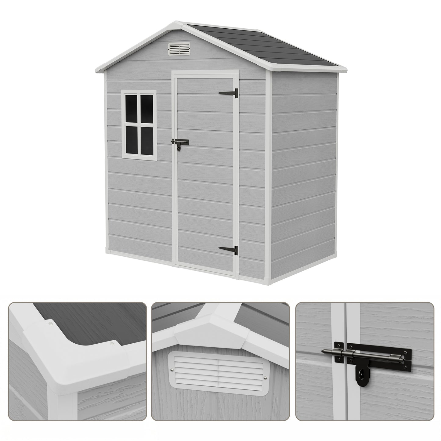 6x4FT Outdoor Plastic Storage Shed