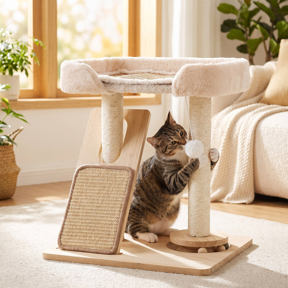Cat Tree with Scratching Posts and Toy