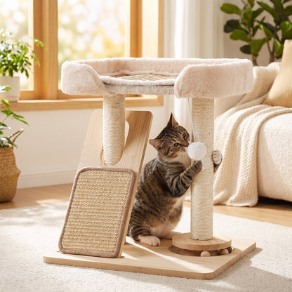 Cat Tree with Scratching Posts and Toy