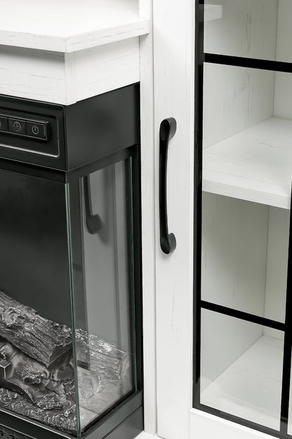Electric Fireplace TV Stand with Glass Door Storage