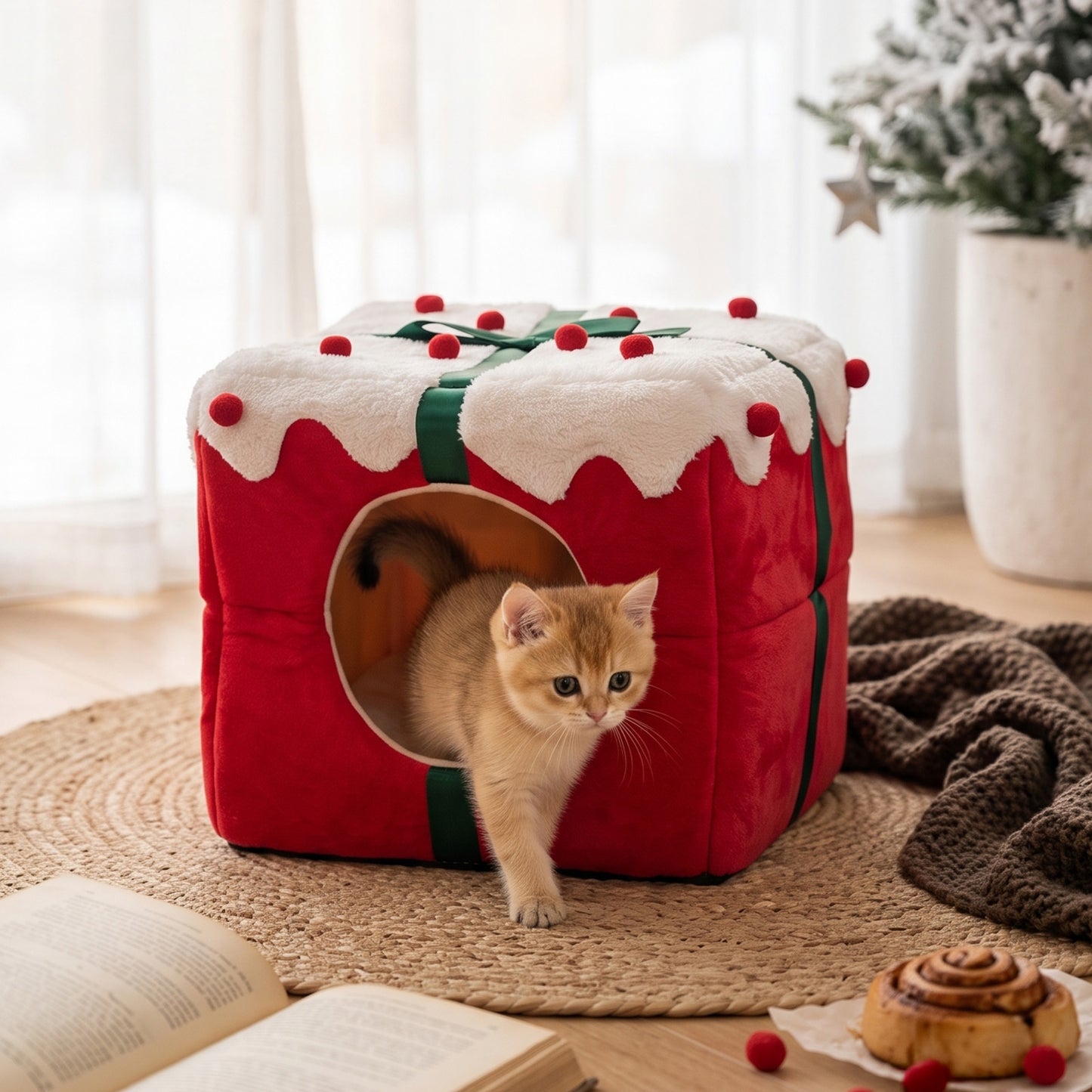 2-in-1 Pet House with Reversible Cushion & Non-Slip Bottom