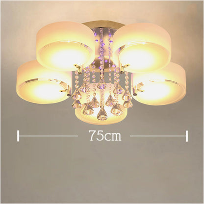 3/5 heads lights of Modern Round Acrylic LED Semi Flush Mount with Crystal Accent