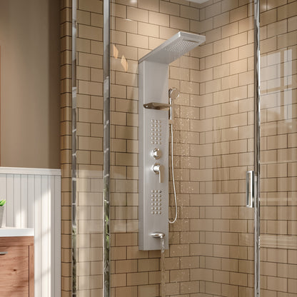 Wall Mount Stainless Steel Shower Panel Tower System with Shelf