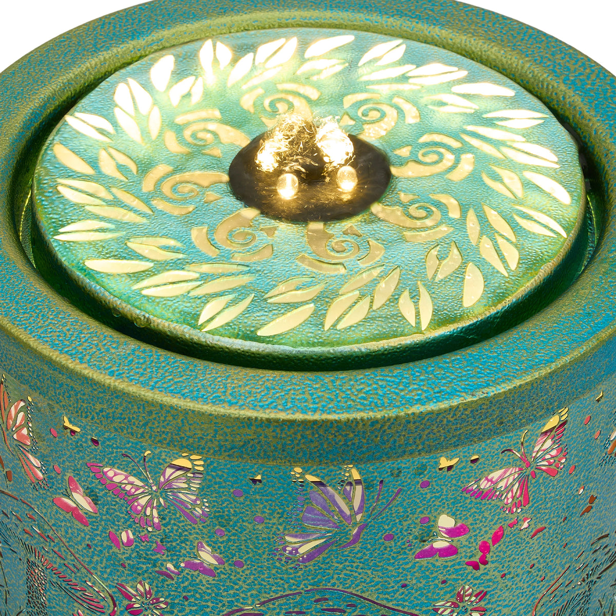 Creative Forest Butterfly Design Metal Tabletop Fountain with Light