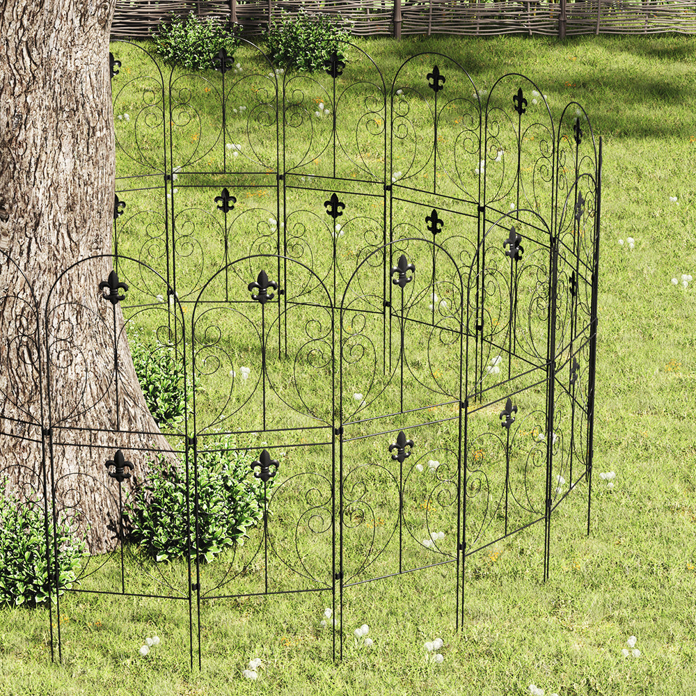 10-Panel Metal Arched Garden Fence Yard Borders Decor Set