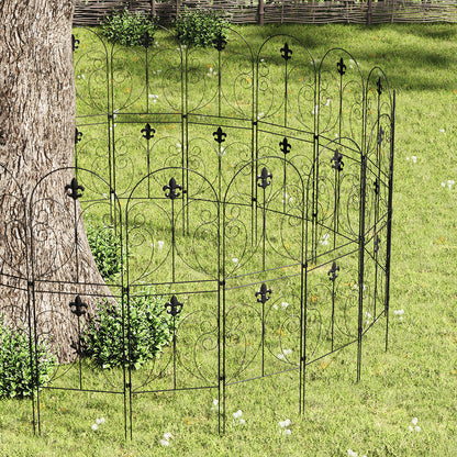 10-Panel Metal Arched Garden Fence Yard Borders Decor Set