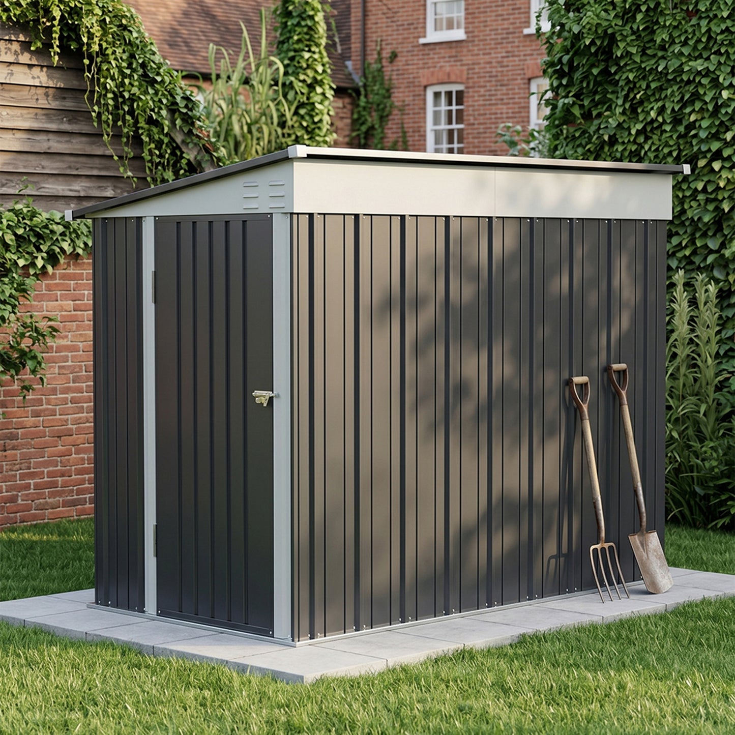 4x8 FT Pent Roof Garden Tool Shed Outdoor Patio Storage House