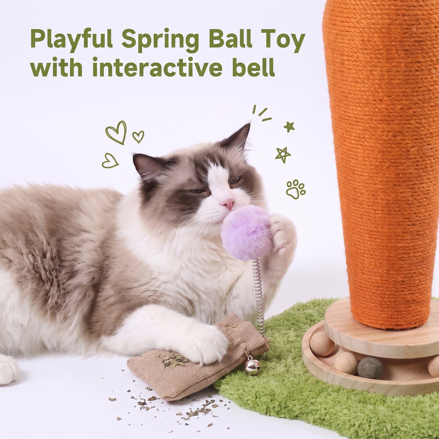 Carrot Cat Scratching Post with Turntable Toy