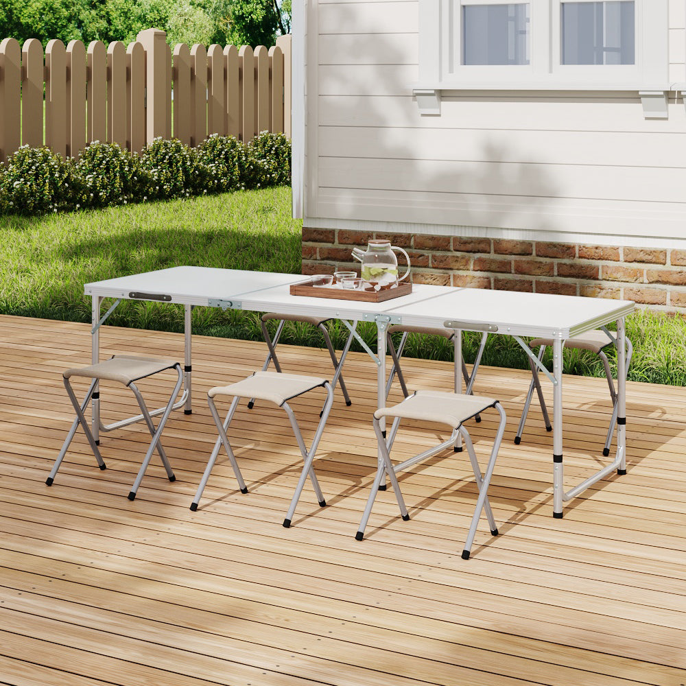 Folding Picnic Table Set with 6 Stools