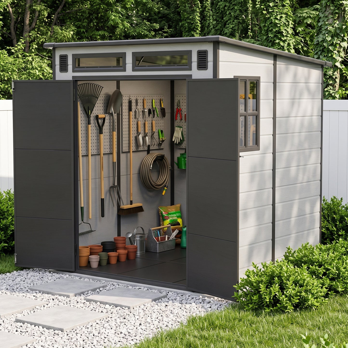 6 x 6FT Outdoor Garden Pent Roof Tool Storage Shed