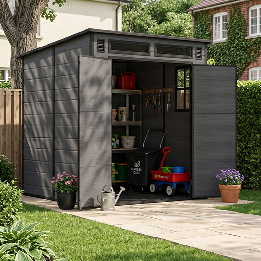 6 x 6 FT Outdoor Garden Pent Roof Tool Storage Shed