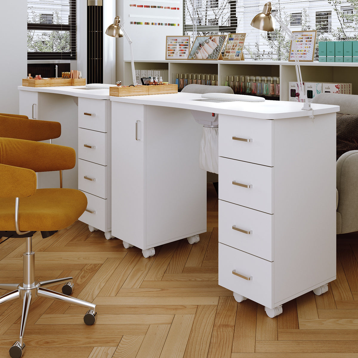 Manicure Table with Dust Collector and Wrist Cushion