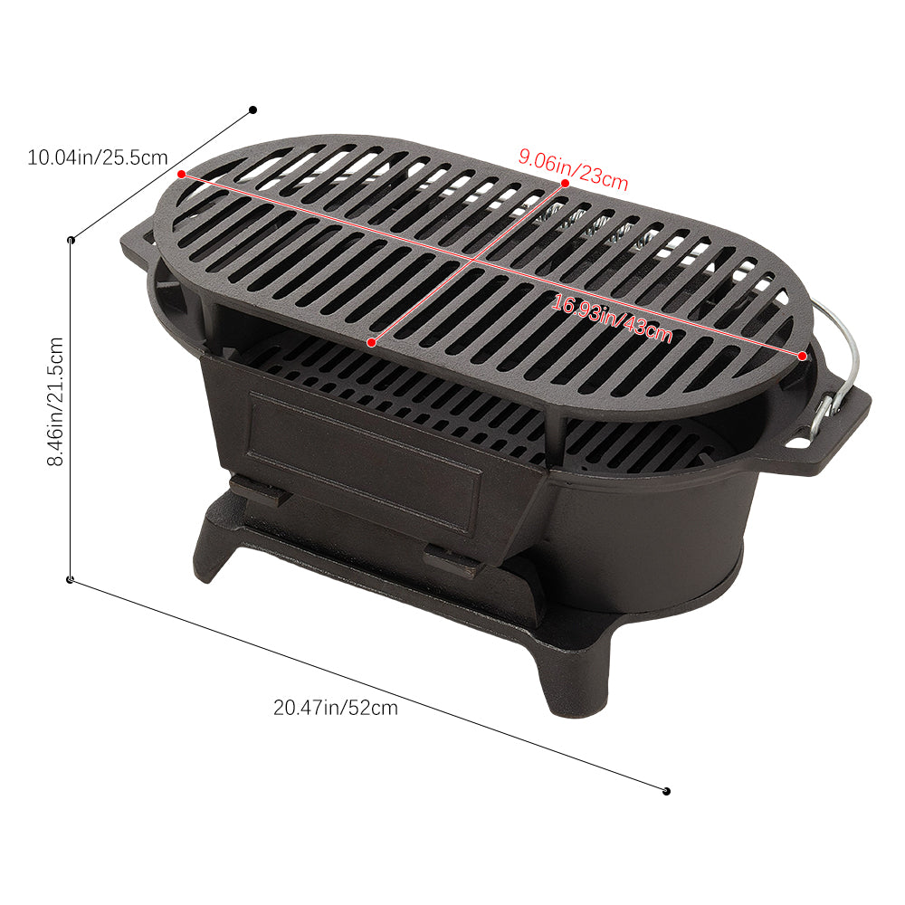 Cast Iron Charcoal Grill with Handle