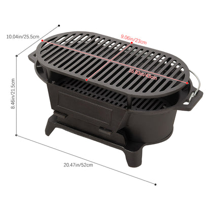 Cast Iron Charcoal Grill with Handle
