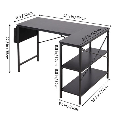 L-Shaped Office Desk with Storage Bag