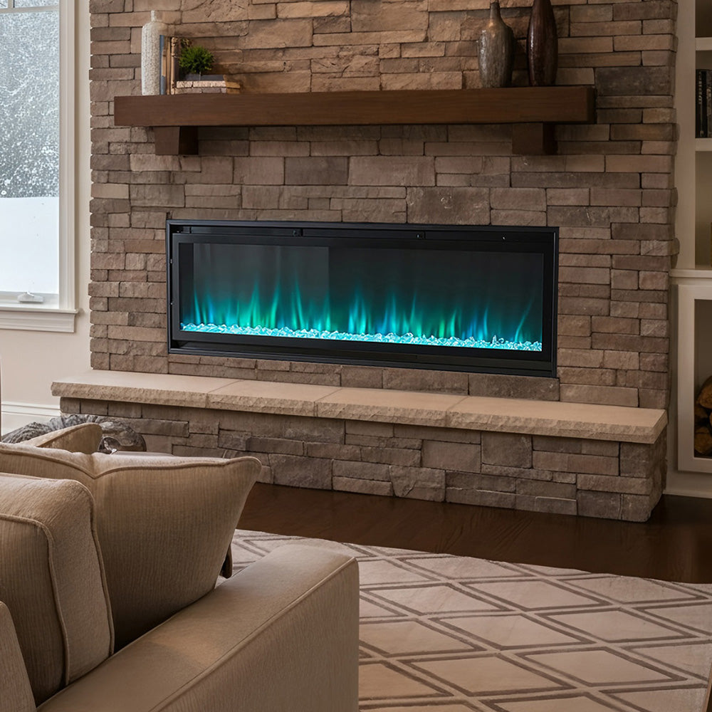40/50/60-inch Wall Mounted Electric Fireplace with Remote Control