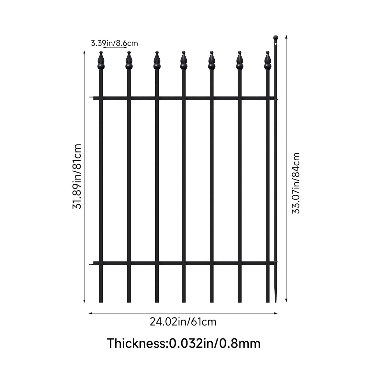 5-Panel Decorative Metal Garden Fence Set
