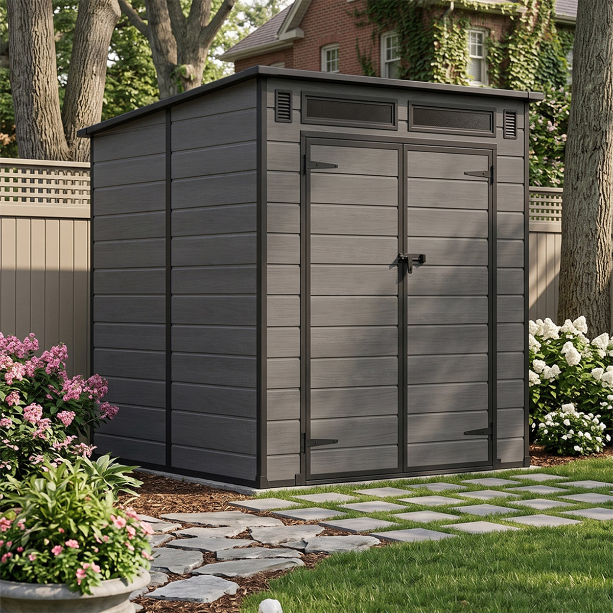 6 x 6 FT Outdoor Garden Pent Roof Tool Storage Shed