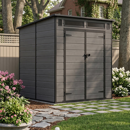 6 x 6 FT Outdoor Garden Pent Roof Tool Storage Shed