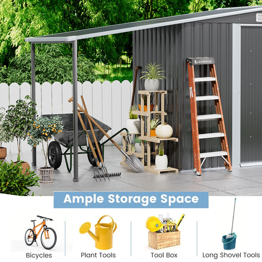 6×8FT Outdoor Metal Storage Shed with Lean-to