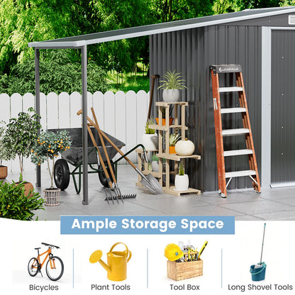 6×8FT Outdoor Metal Storage Shed with Lean-to