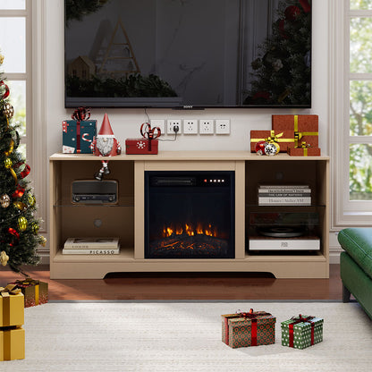 TV Stand Electric Fireplace Adjustable Flame with Remote Control