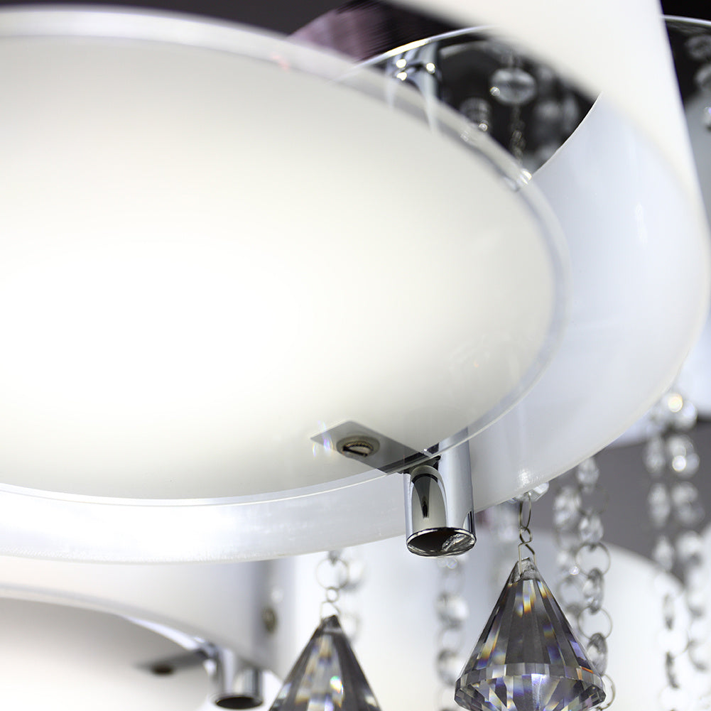3/5 heads lights of Modern Round Acrylic LED Semi Flush Mount with Crystal Accent