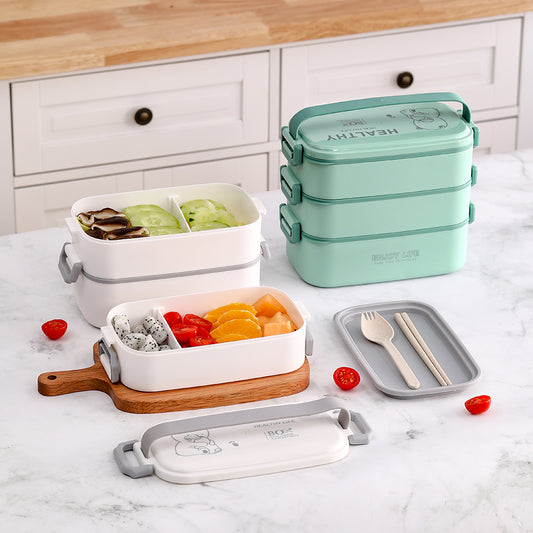 Stackable Bento Lunch Box with Handle 3 Layer