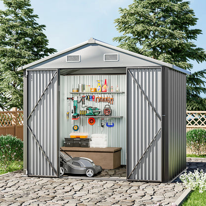 6x8FT Metal Garden Storage Shed with Lockable Door