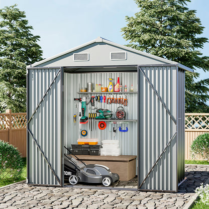 4x6FT Metal Garden Storage Shed with Lockable Door
