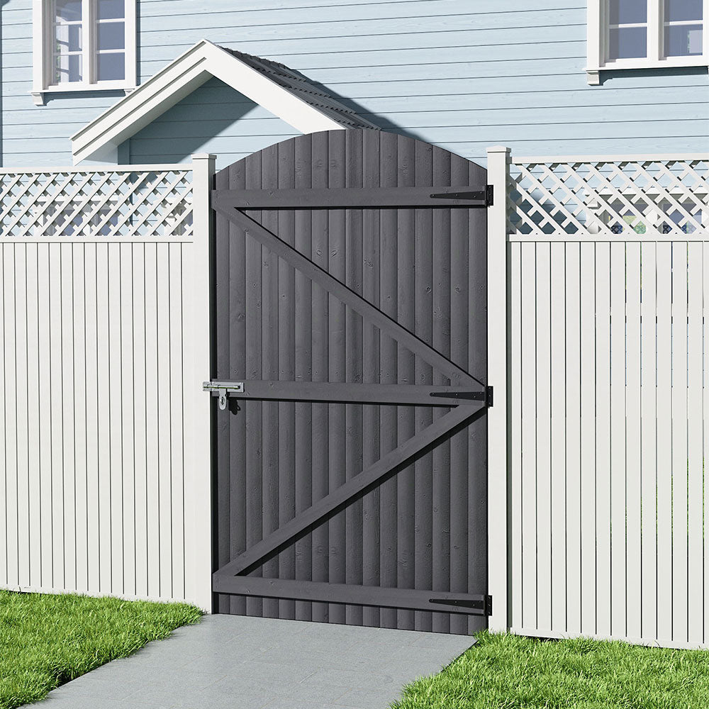 Grey Semi Braced Arch Top Strong Wooden Garden Gate