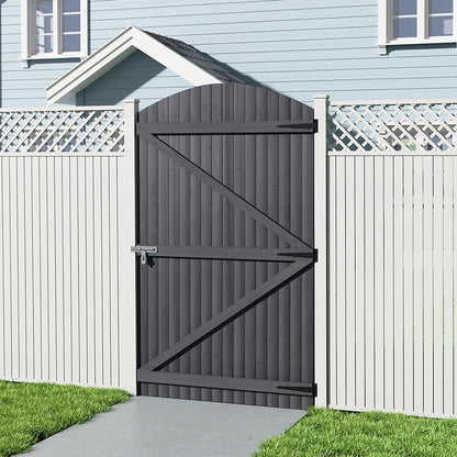 Grey Semi Braced Arch Top Strong Wooden Garden Gate