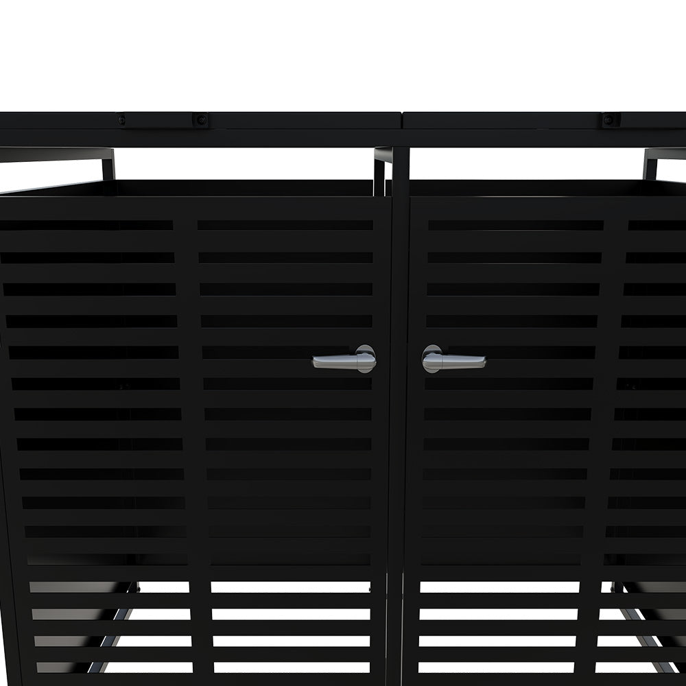 2-Bin Metal Wheelie Bin Storage Shed with Lockable Doors