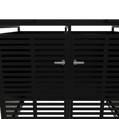 2-Bin Metal Wheelie Bin Storage Shed with Lockable Doors