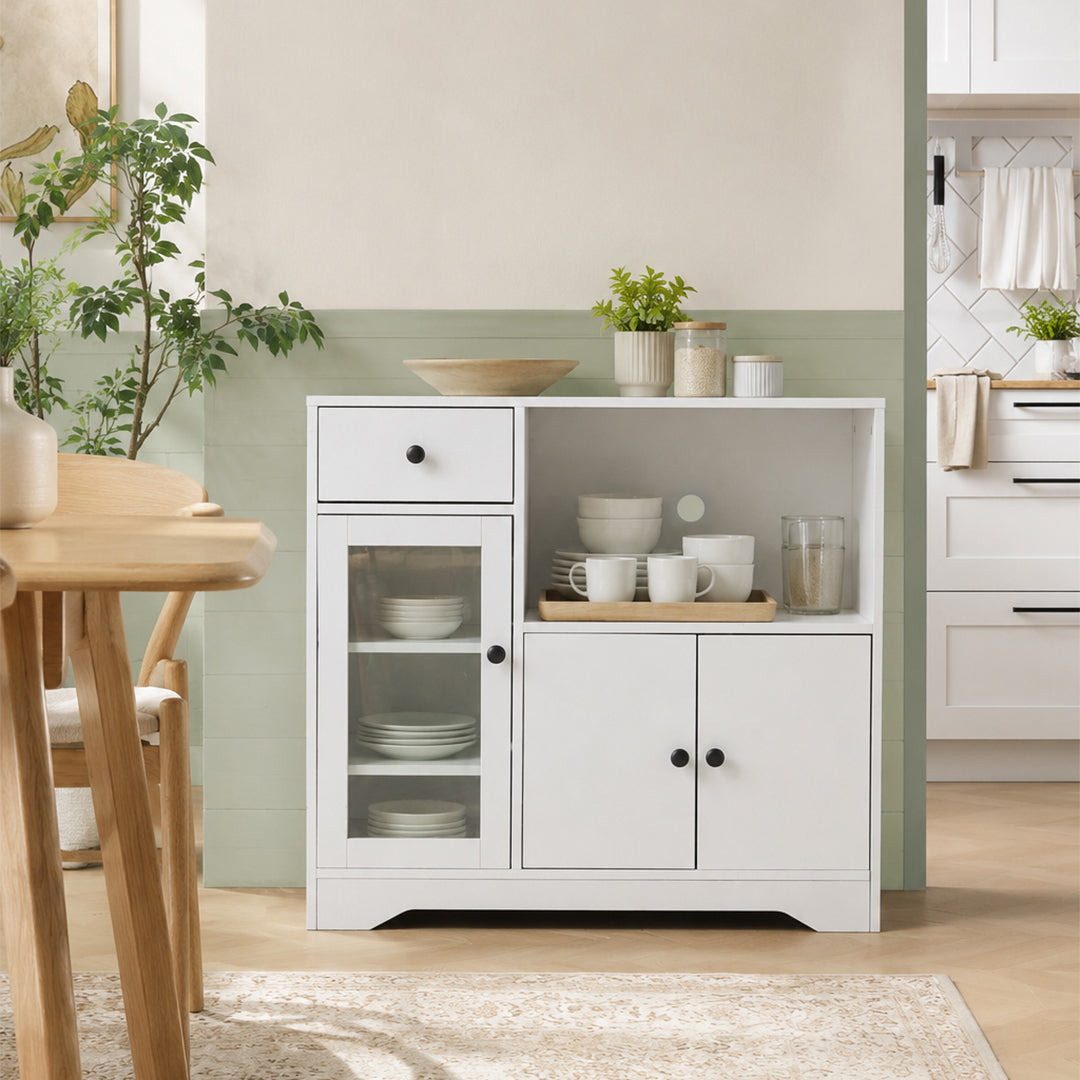 Wooden Sideboard Storage Cabinet with 3 Doors and 1 Drawer