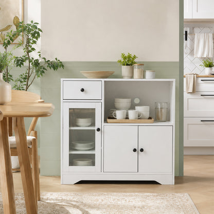 Wooden Sideboard Storage Cabinet with 3 Doors and 1 Drawer