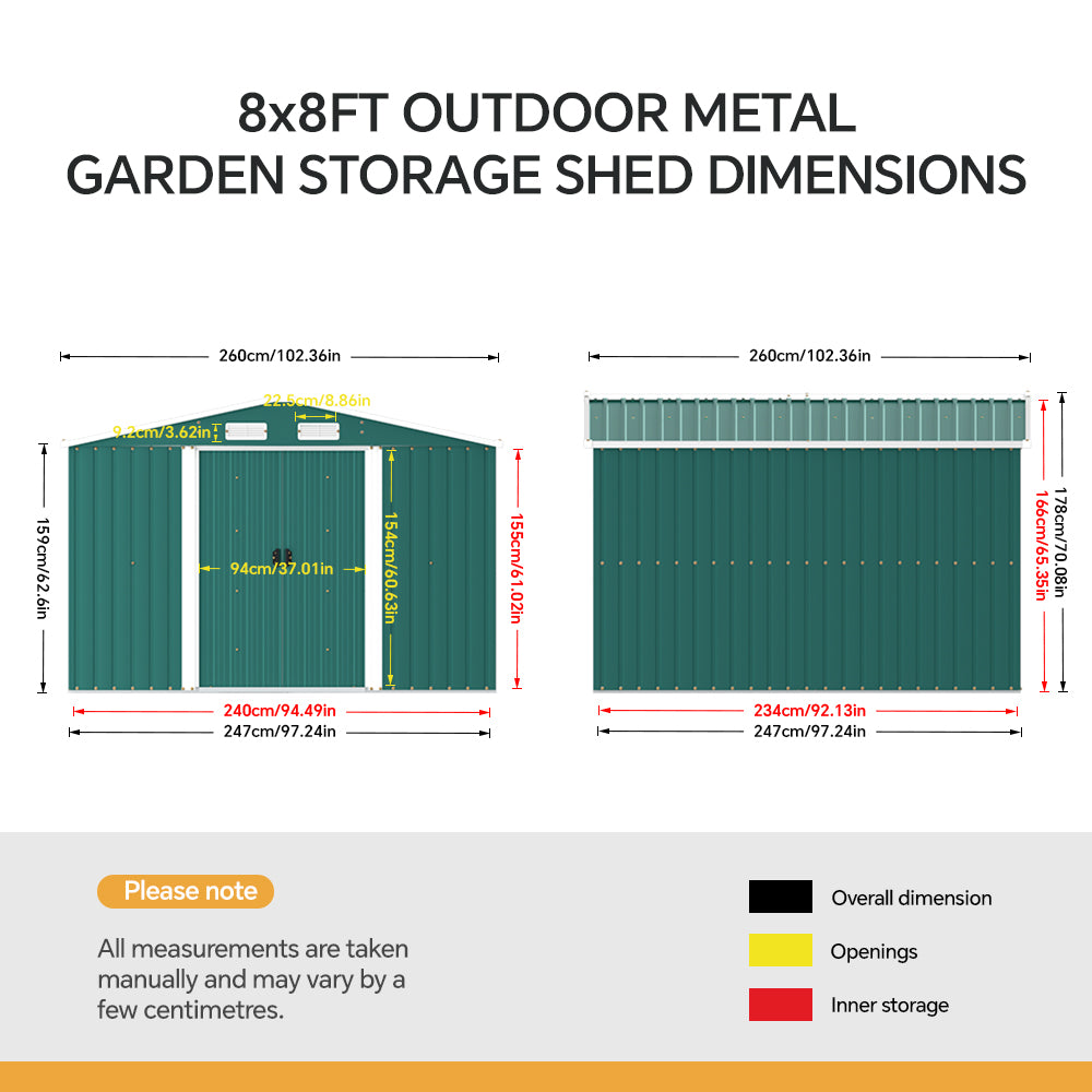 Steel Garden Storage Shed with Apex Roof
