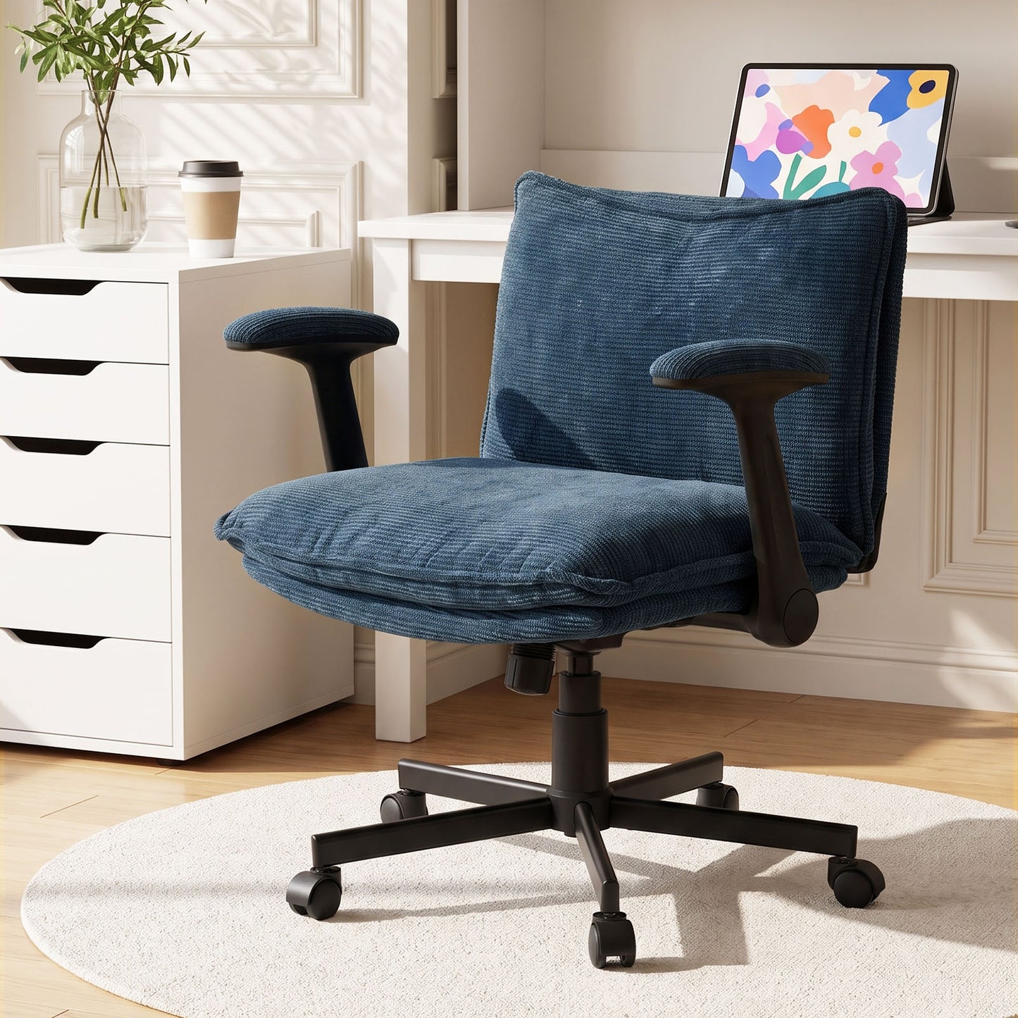 Chenille Height-Adjustable Office Chair