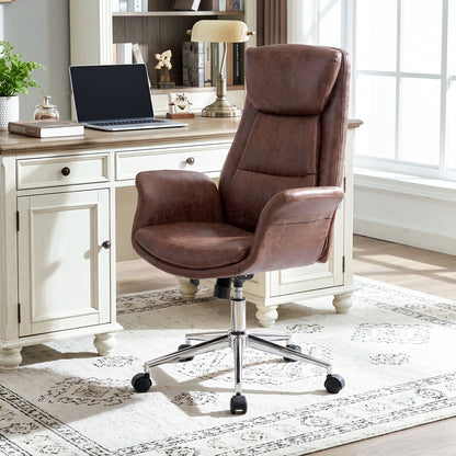 Adjustable High Back PU Office Chair with Armrests