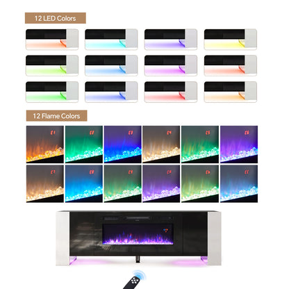 Recessed Electric Fireplace TV Stand with Remote Control