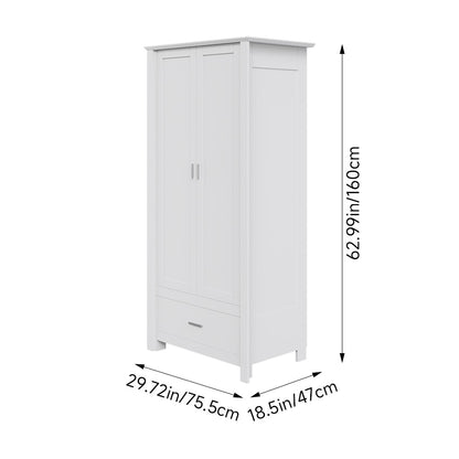Modern Double-Door Wardrobe with Drawer & Hanging Rail